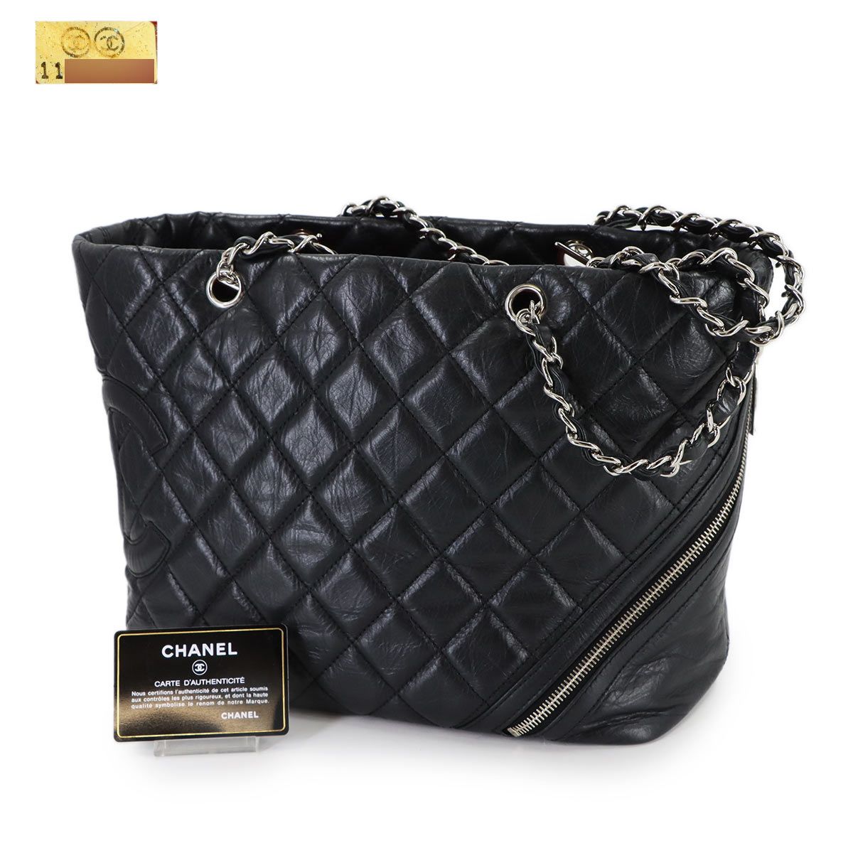 美品 シャネル CHANEL カンボンライン コットンクラブ チェーン トート