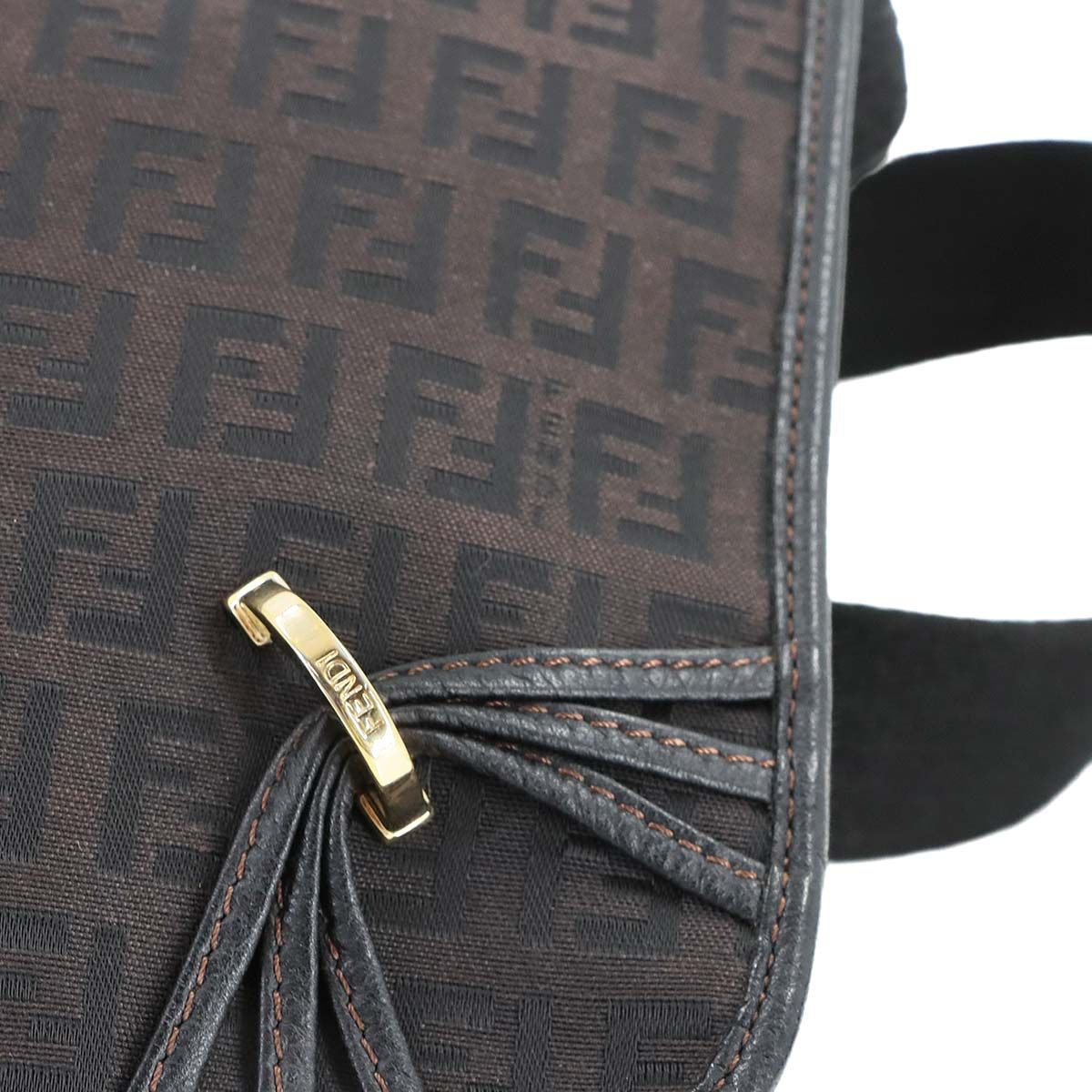 フェンディ FENDI ズッキーノ ショルダー バッグ キャンバス レザー