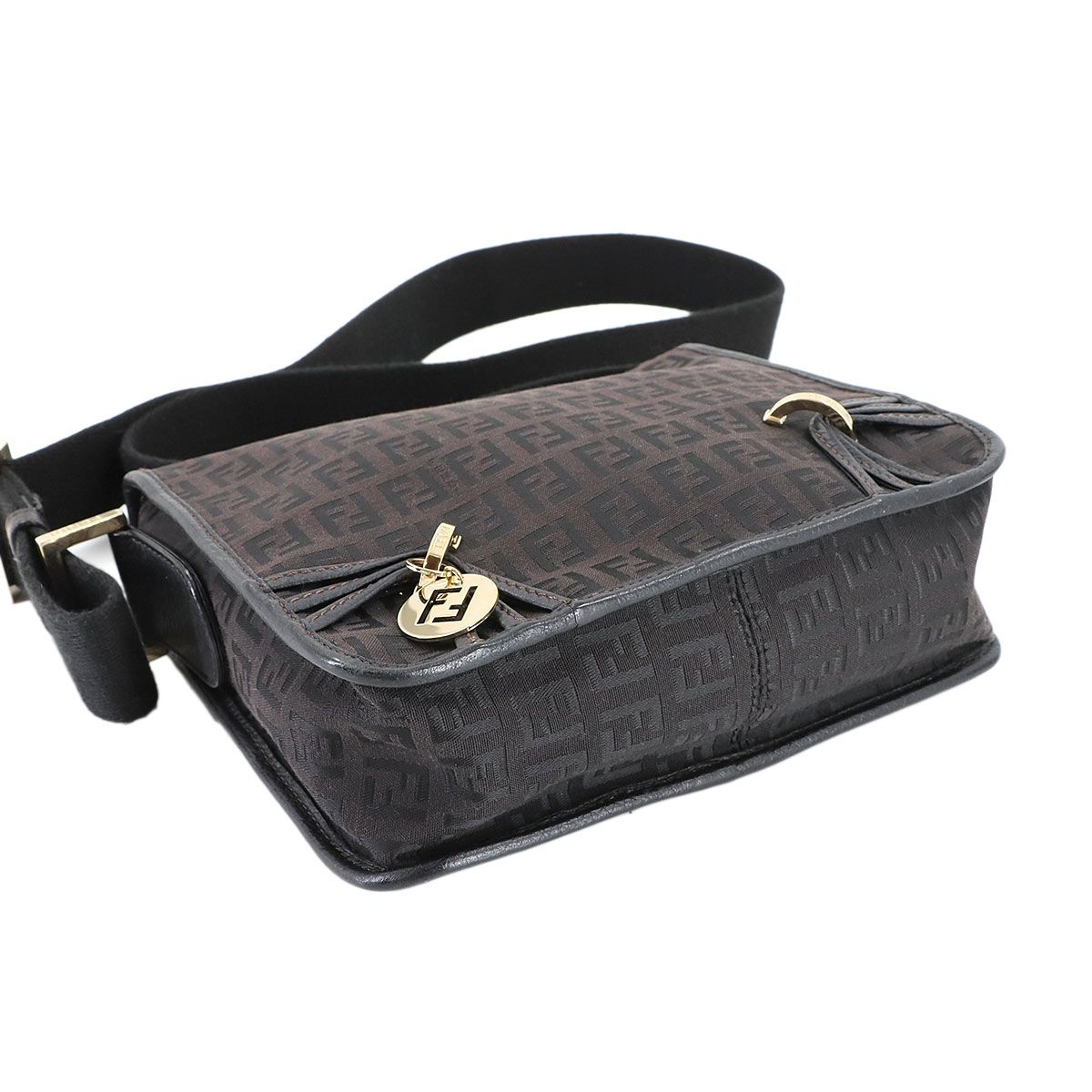 フェンディ FENDI ズッキーノ ショルダー バッグ キャンバス レザー