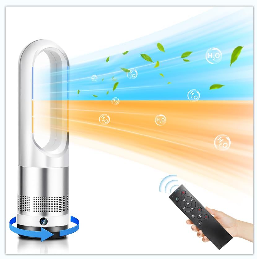 2025新型冷暖房兼用・羽根なし】扇風機タワーファン8段送風＆3段温風