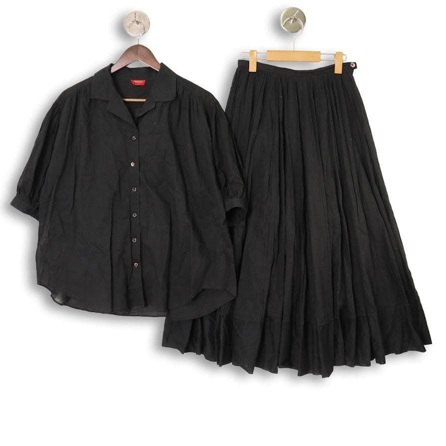希少】KENZO ケンゾー セットアップ 上下セット M 黒 シャツ フレア