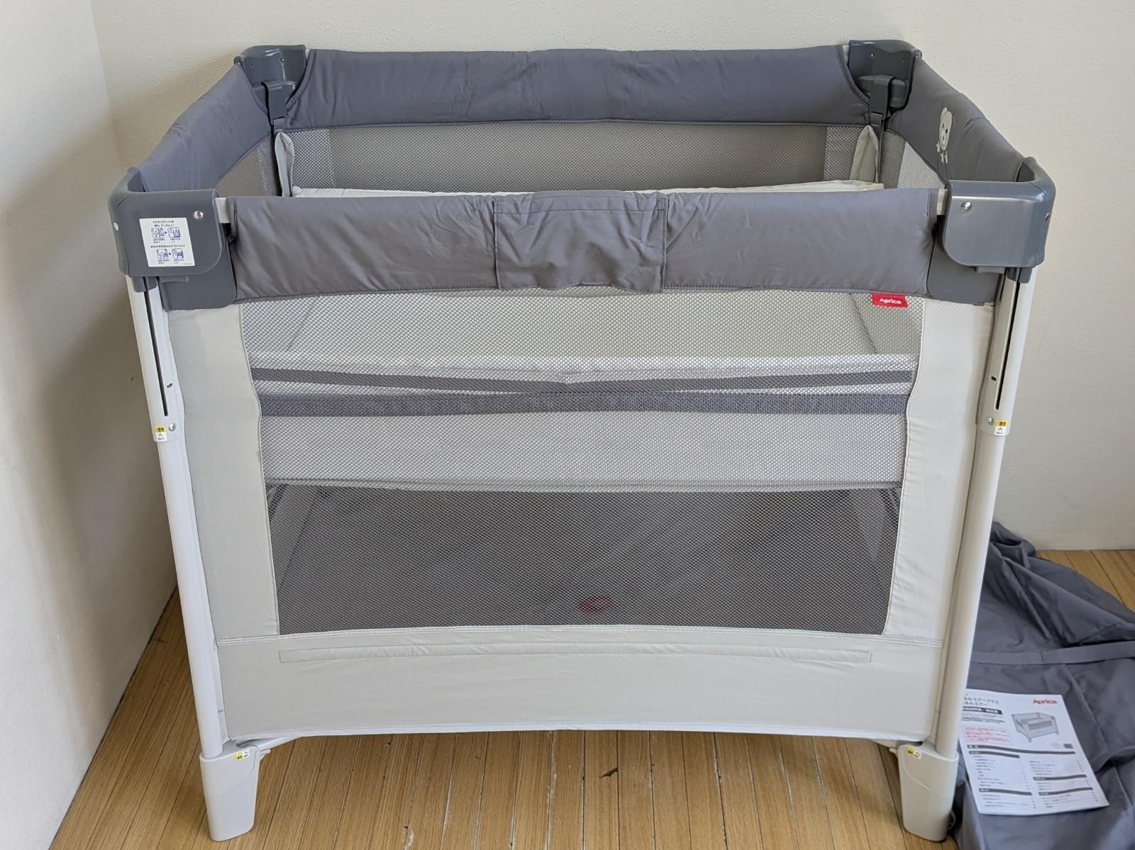 Aprica アップリカ たためるベビーベッド ココネルエアーAB グレーベア