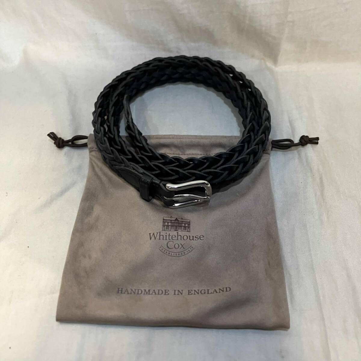 WHITEHOUSE COX ベルトLeathbr Mesh Belt ブラック ホワイトハウス