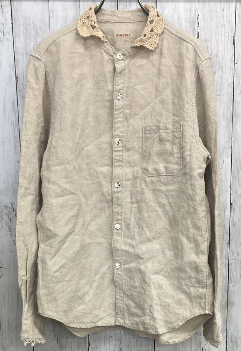 KAPITAL 長袖シャツ キャピタル レース襟 リネンシャツ リネン100 