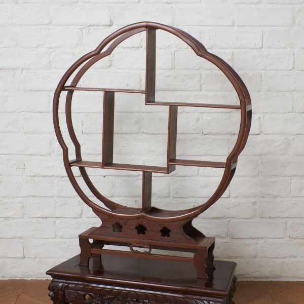 中国美術 梅型 飾り棚 紫檀 木製 シェルフ 飾り台 梅実木 唐物 置物