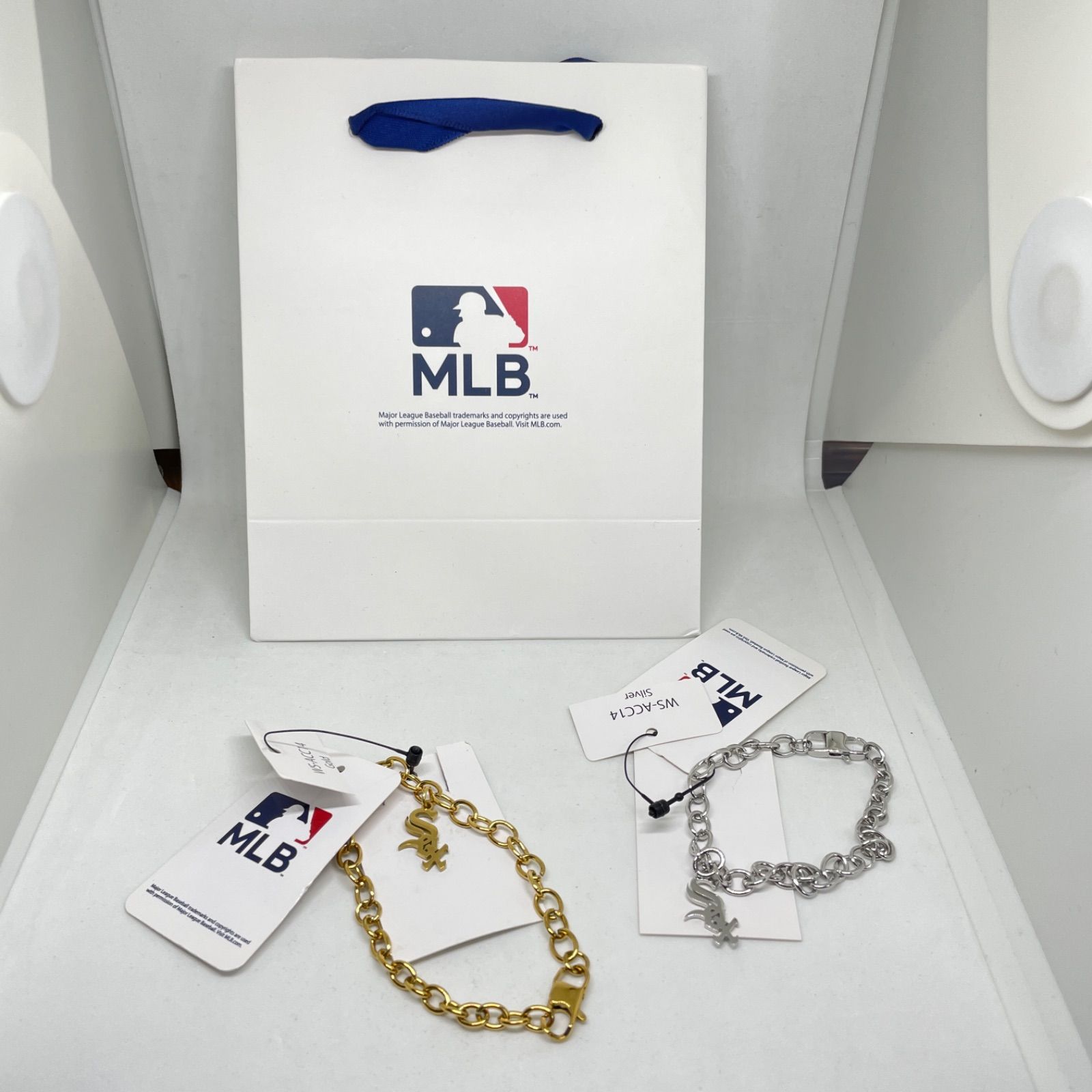 新品】MLB公式 ホワイトソックス ブレスレット ペアセット ゴールド