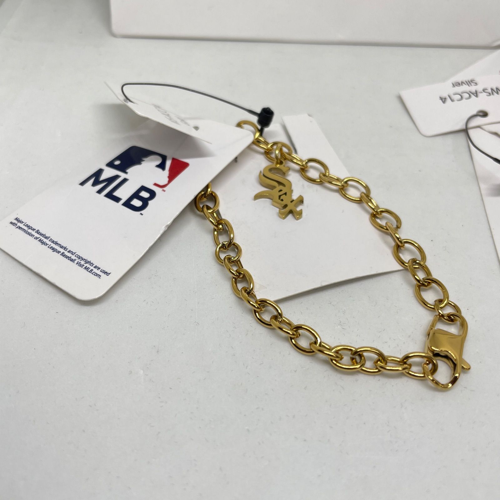 新品】MLB公式 ホワイトソックス ブレスレット ペアセット ゴールド