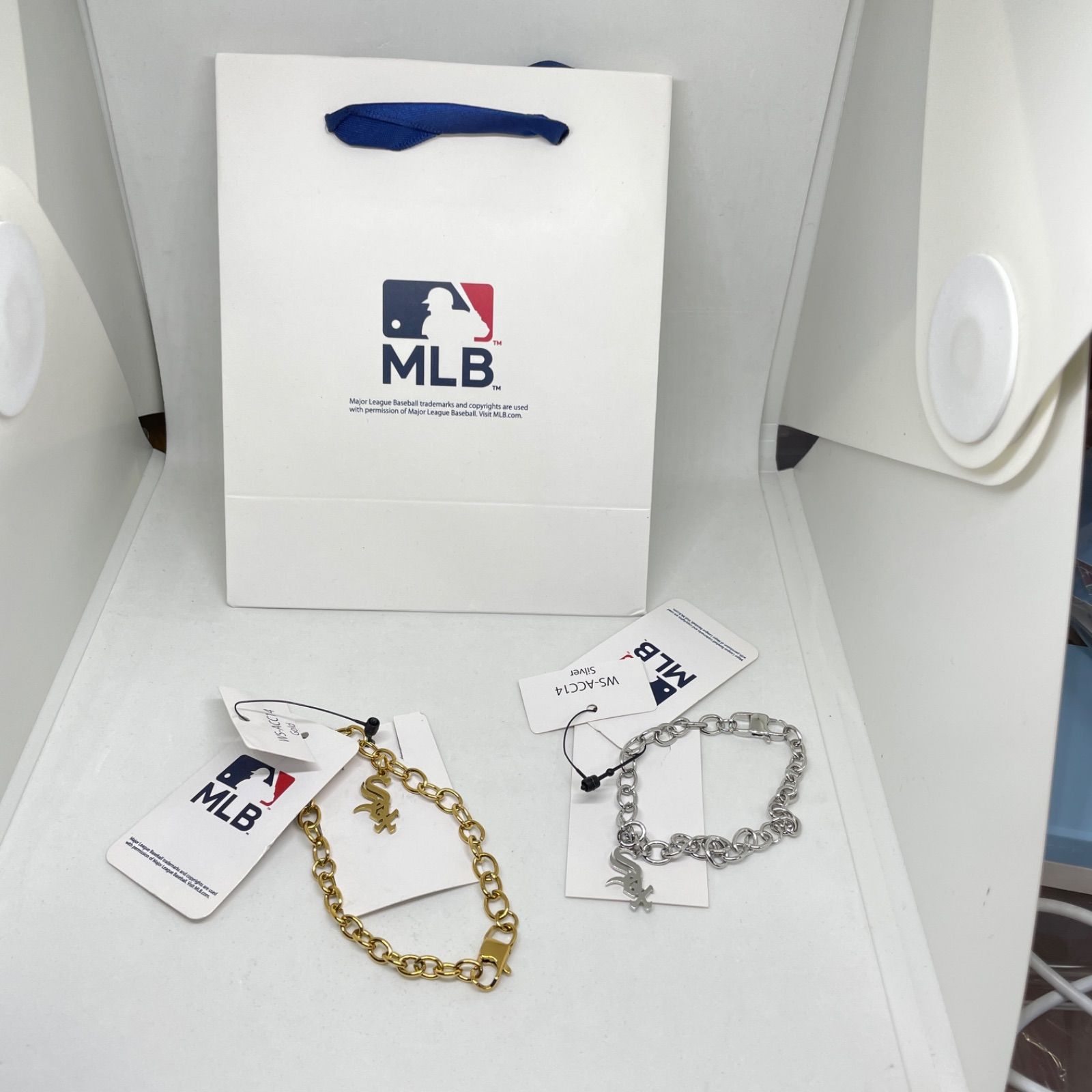 新品】MLB公式 ホワイトソックス ブレスレット ペアセット ゴールド