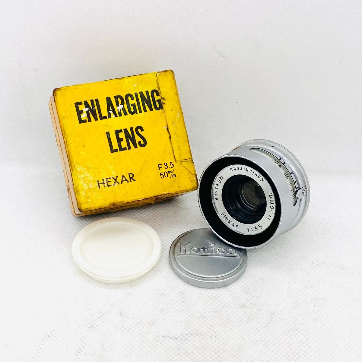 Konica コニカ HEXAR 50mm F3.5 小西六 引き伸ばしレンズ 元箱 前後