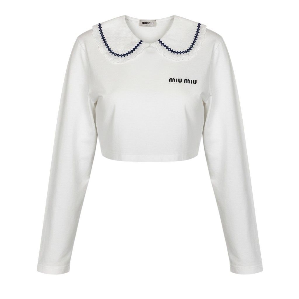 b23 miu miu ミュウミュウ 2021年 刺繍レース襟 襟付きカットソー 長袖