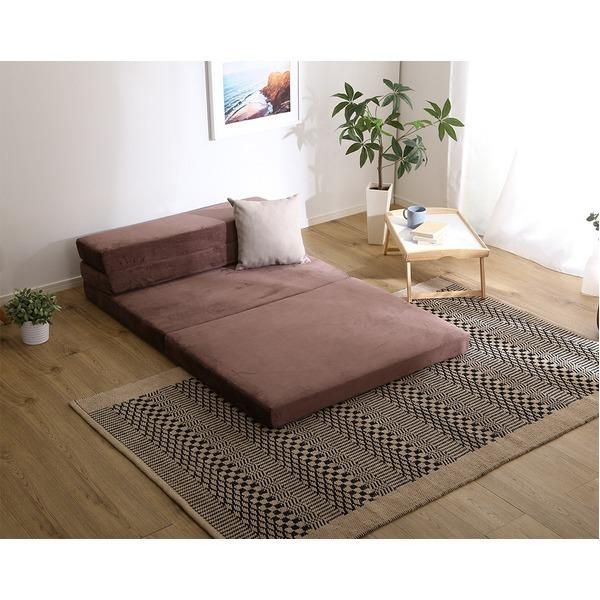 ソファーマットレス 約幅100cm シングル ブラウン ウレタンフォーム 4Way 折りたたみ ソファマットレス リビング インテリア家具