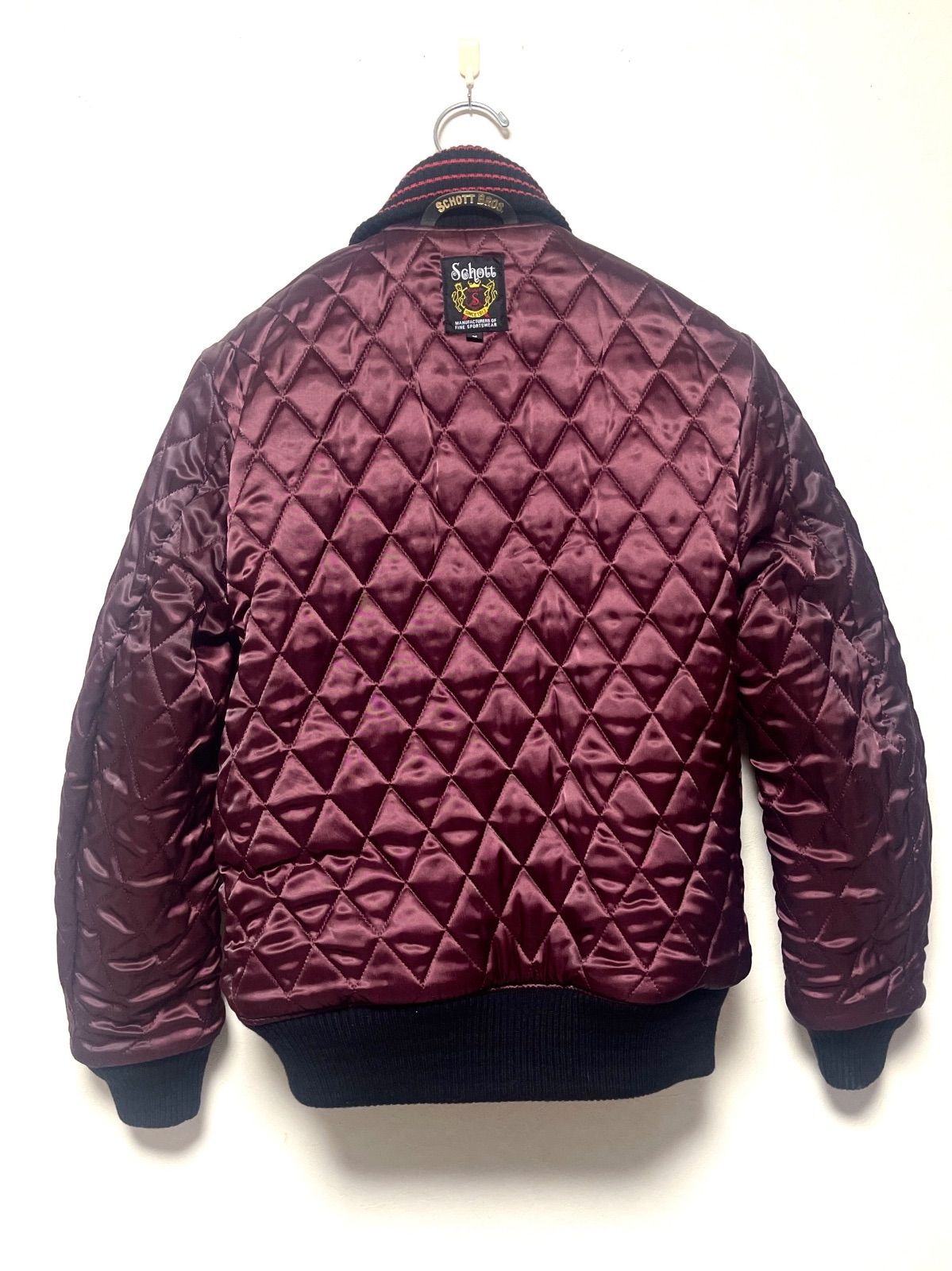 Schottスタジャン ショットライダースジャケット M バッグロゴ刺繍