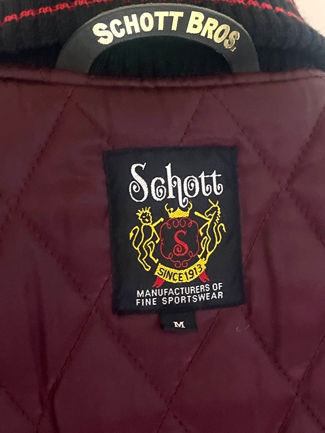 Schottスタジャン ショットライダースジャケット M バッグロゴ刺繍