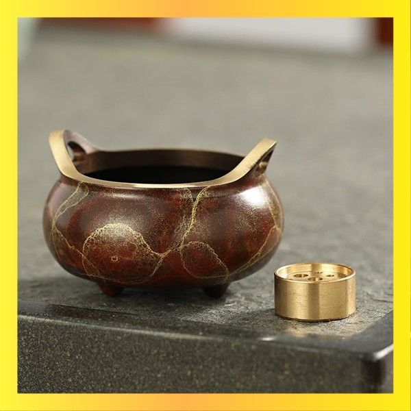 ☆送料無料☆Color:?? ，?色 純銅 赤銅色 金属製香炉 9穴香立て 多機能