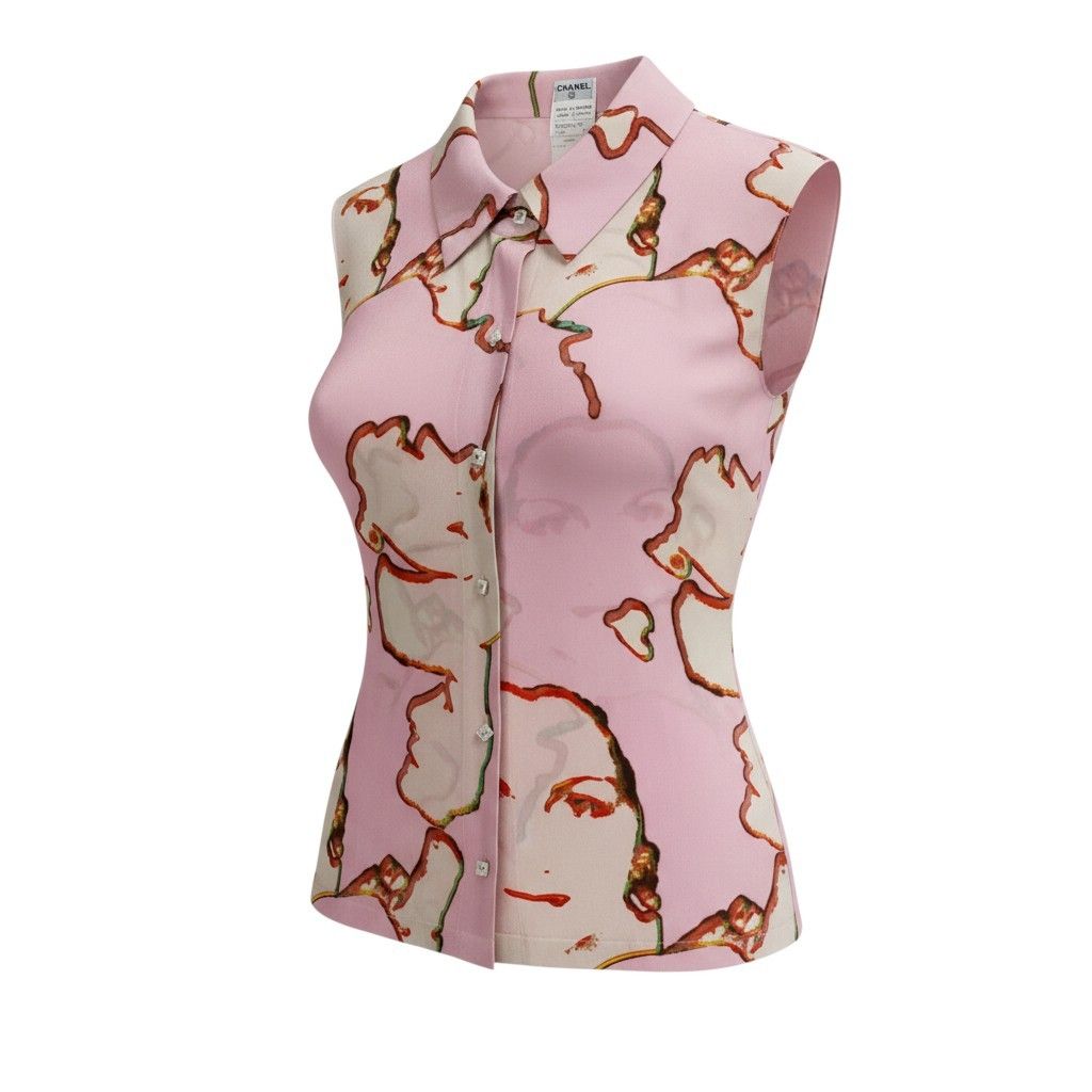 b23 CHANEL シャネル 1999年 99P ネクタイ付き ノースリーブ シルク