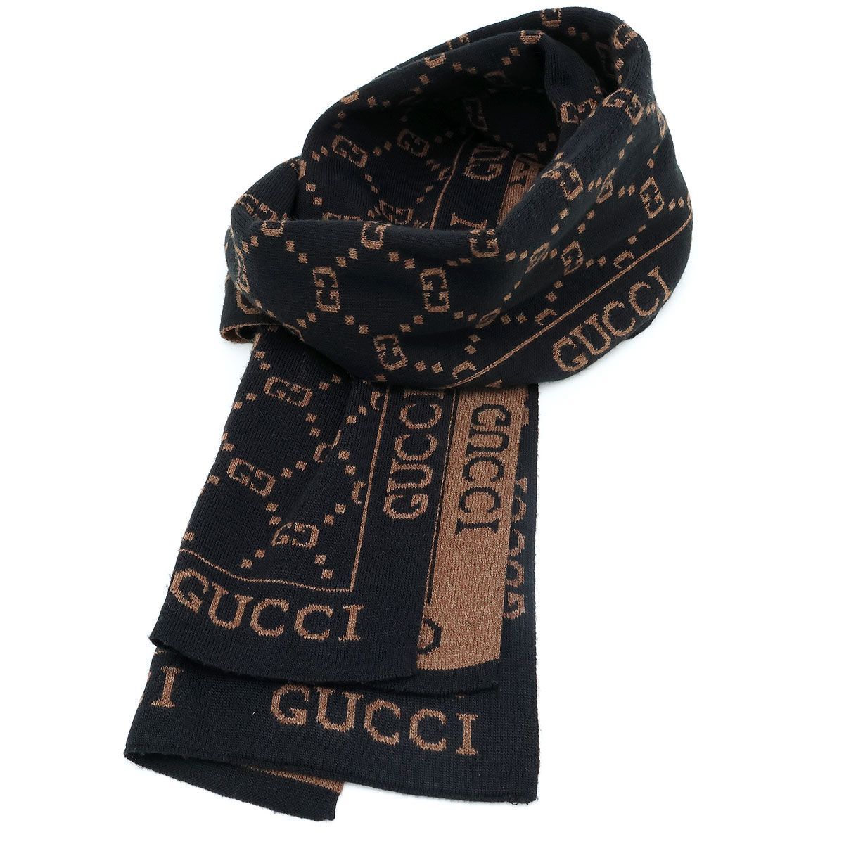 美品 】GUCCI グッチ ノベルティ マフラー GG リバーシブル ブラック