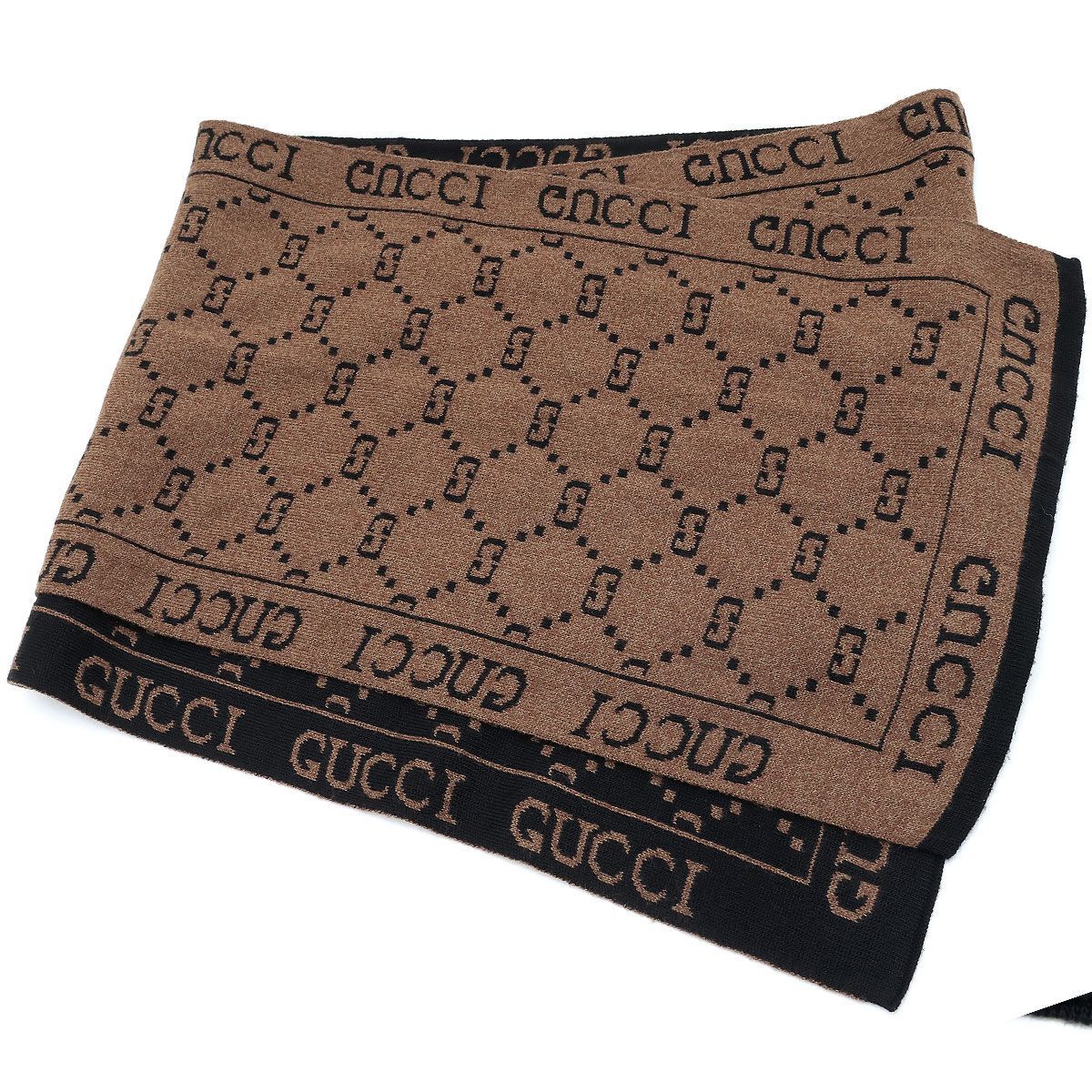 美品 】GUCCI グッチ ノベルティ マフラー GG リバーシブル ブラック