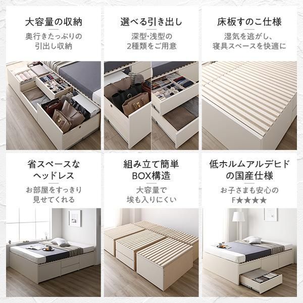 〔お客様組立〕 収納 ベッド セミダブル 国産薄型ポケットコイルマットレス付き ホワイト AAB 引き出し ヘッドレス 日本製
