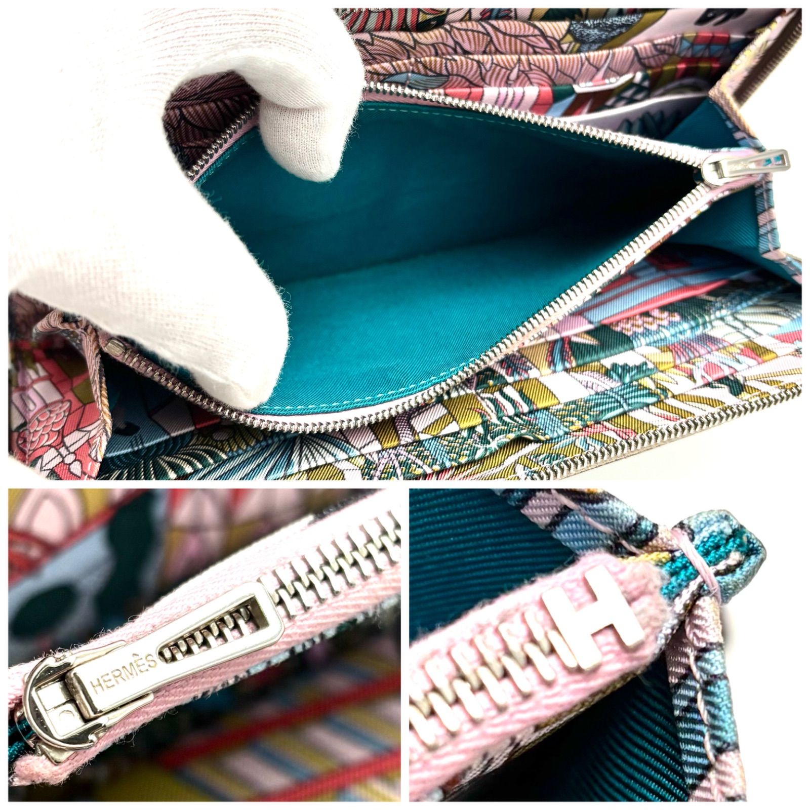 エルメス アザップロング シルクイン ラウンドファスナー長財布 D刻印