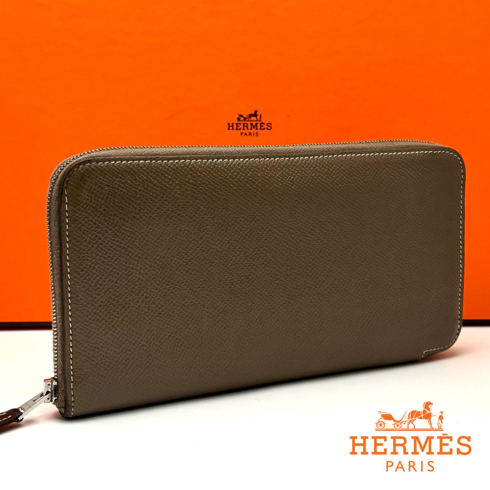 エルメス アザップロング シルクイン ラウンドファスナー長財布 D刻印