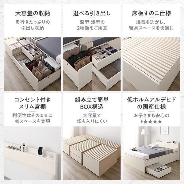 〔お客様組立〕 収納 ベッド ダブル フレームのみ ホワイト ABB 引き出し 棚付き 宮付き 日本製