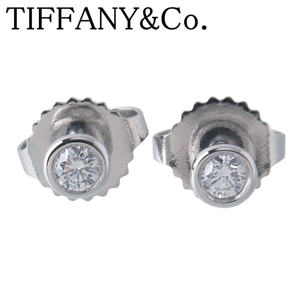 ティファニー ダイヤ ピアス バイザヤード 0.05ct×2 枠3.5mm PT950