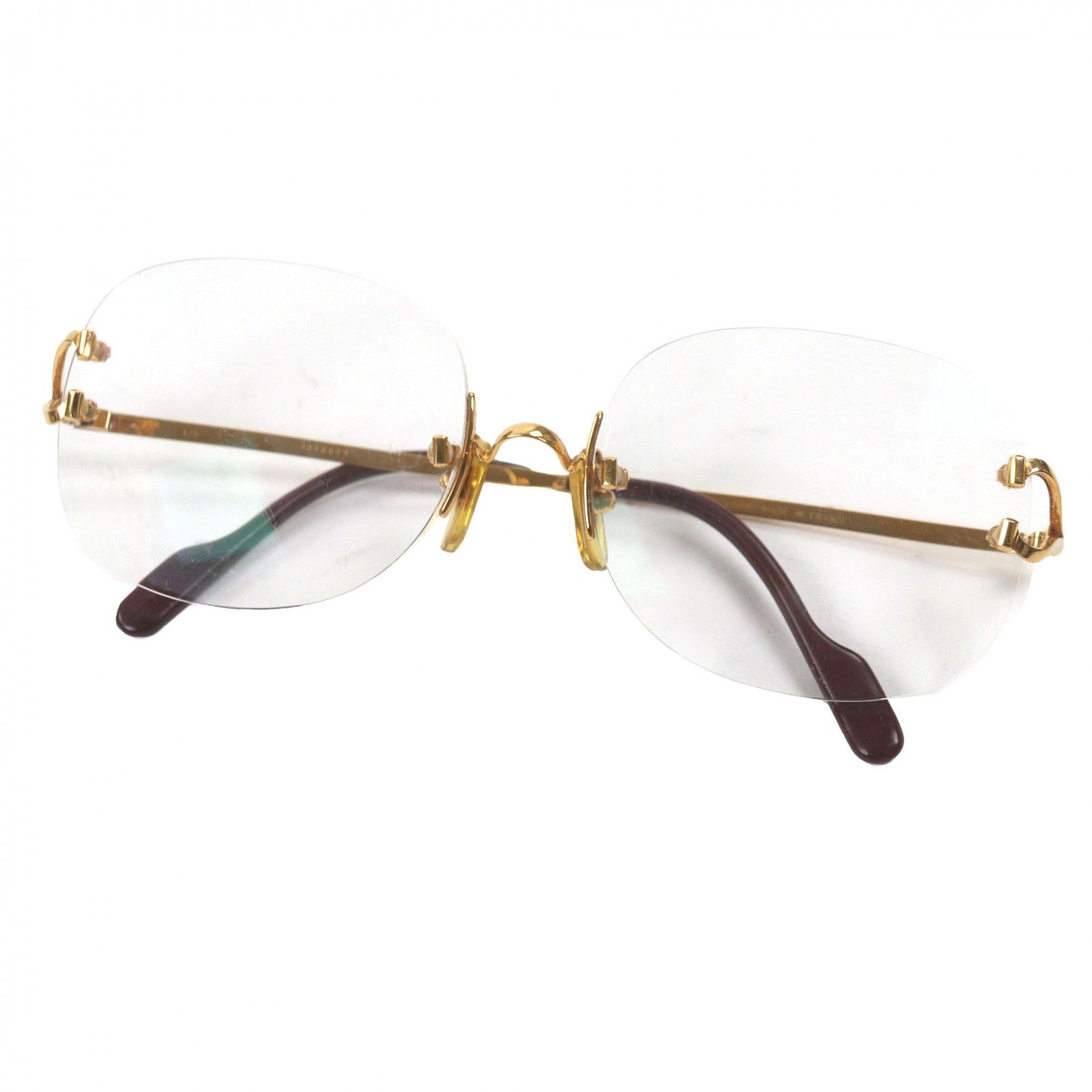 美品▽Cartier カルティエ ツーポイント ロゴ金具 メガネ 眼鏡 美品▽Cartier カルティエ ツーポイント ロゴ金具 メガネ 眼鏡