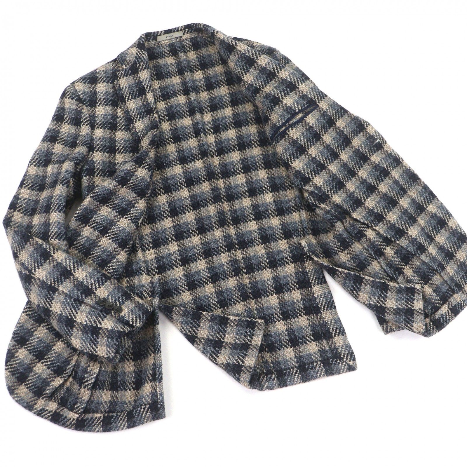 極美品□BOGLIOLI ボリオリ ウール リネン DOVER チェック柄 シングル