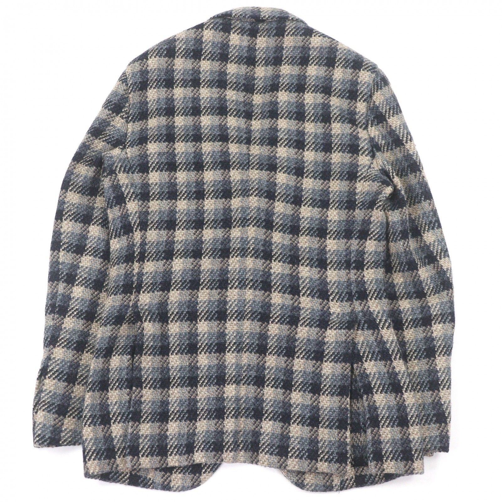 極美品□BOGLIOLI ボリオリ ウール リネン DOVER チェック柄 シングル