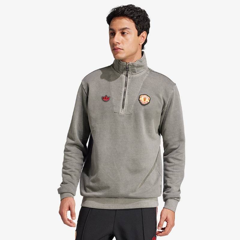【送料無料・匿名配送】adidas Originals アディダス オリジナルス マンチェスターユナイテッド 24/25 テラス アイコン ハーフジップ トレーナー 黒 新品 正規品