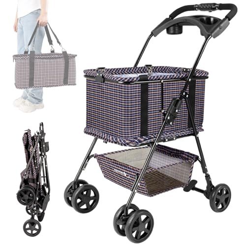 ショッピングカート ワンタッチ 折りたたみ 買い物カート 2段