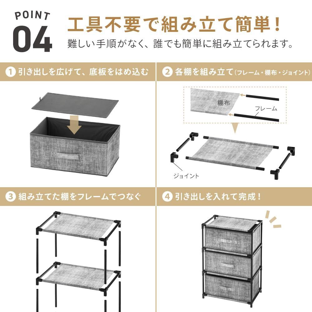 2面引き出し収納BOX 42×28×64cm ホワイト K2HB-WH チェスト・収納