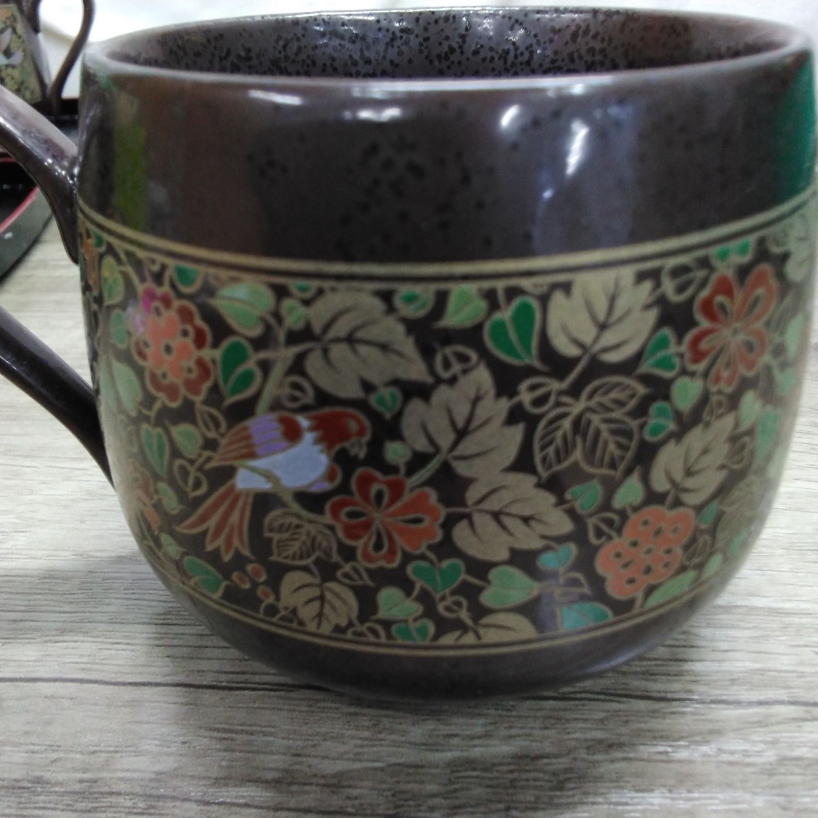 昭和レトロ 和柄陶器 幸泉窯 天目花鳥 バラエティーセット 茶碗蒸しor