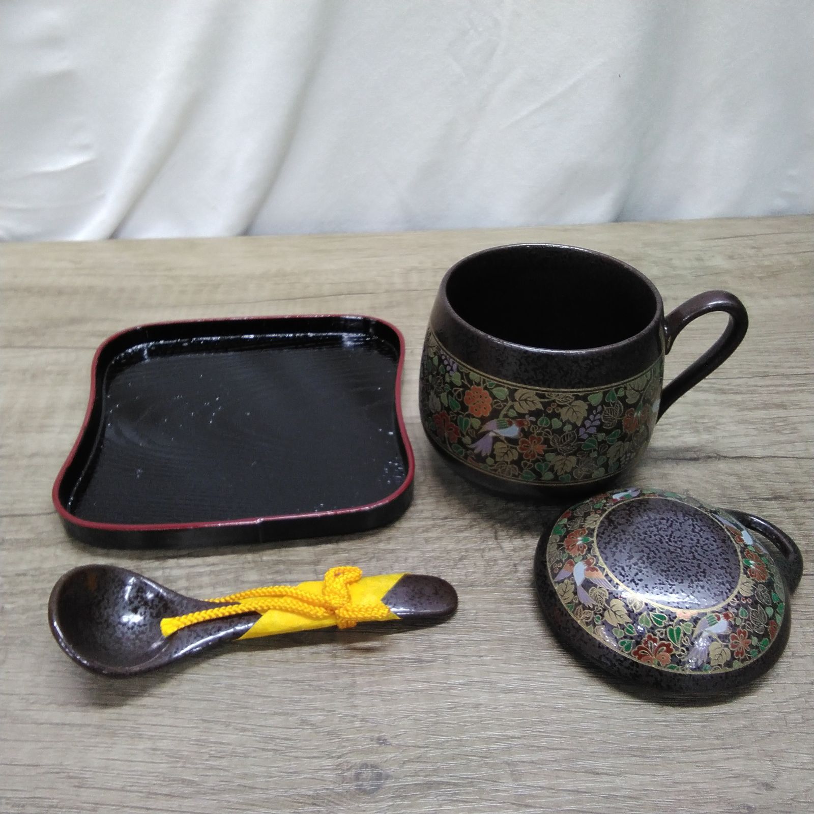 昭和レトロ 和柄陶器 幸泉窯 天目花鳥 バラエティーセット 茶碗蒸しor