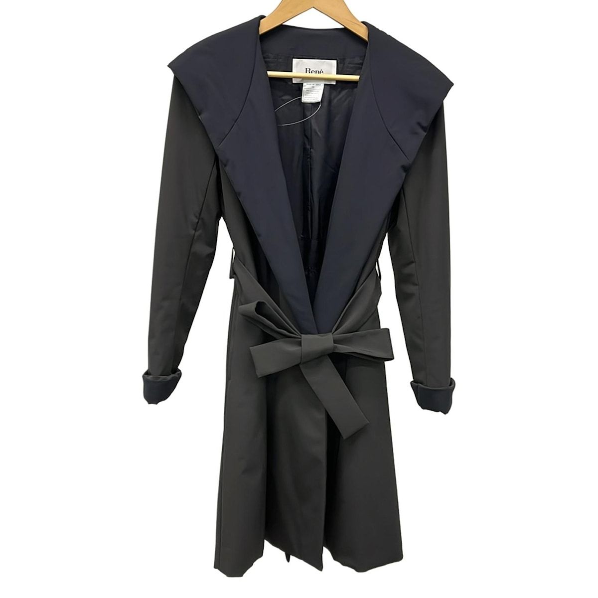 744 未使用級✨Rene ルネ ストレッチコートワンピース グレー 38 Rene(ルネ) コート サイズ36 S レディース美品 - ダークグレー×ダーク