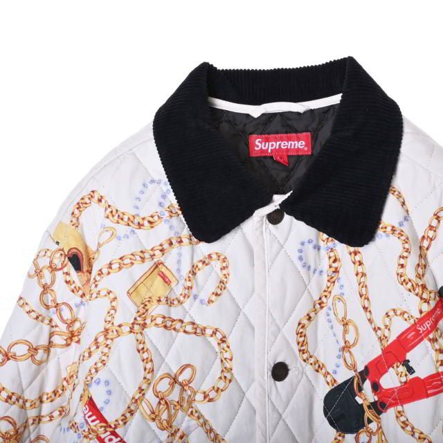 Supreme チェーンプリント キルティング ジャケット - メルカリ