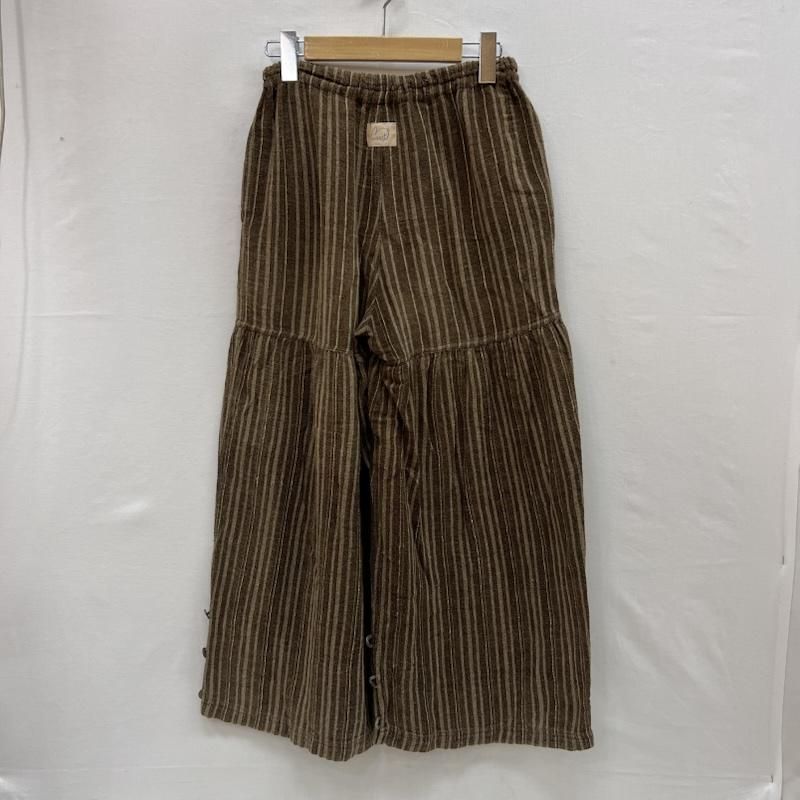 ウサト うさとの服 手織り 天然草木染め 裾ボタン ストライプ パンツ