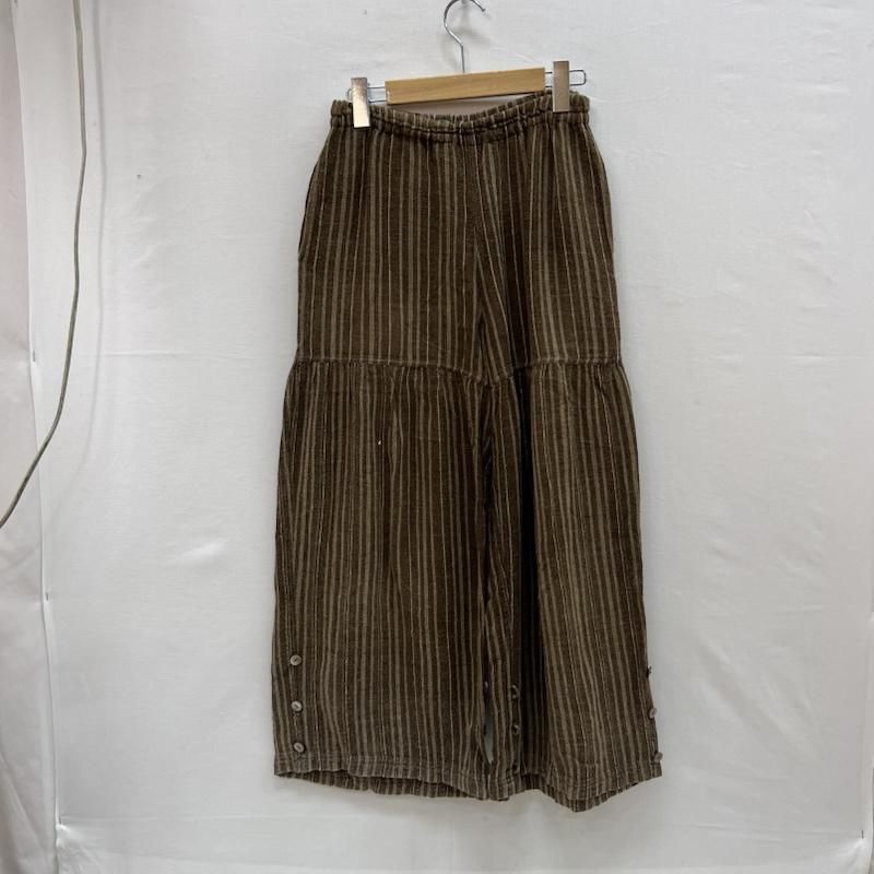 ウサト うさとの服 手織り 天然草木染め 裾ボタン ストライプ パンツ