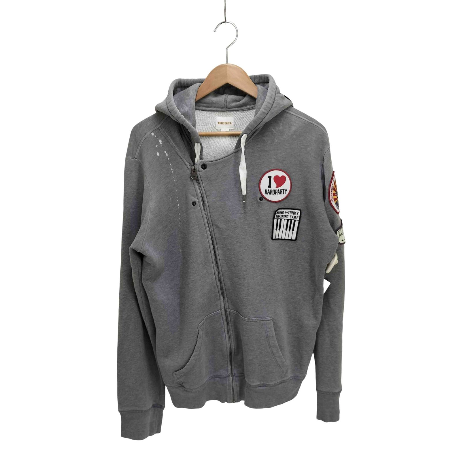 ディーゼル DIESEL 00s 変形ジップ ワッペン パーカー y2k ディーゼル DIESEL 00s 変形ジップ ワッペン パーカー y2k