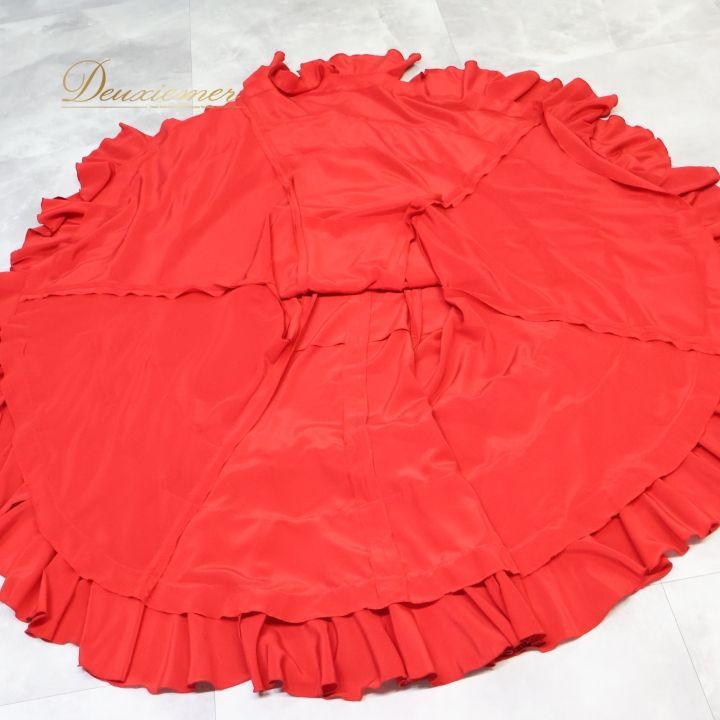 フラメンコ 衣装 ファルダ スカート 赤 ボランテ フリル 無地 レッスン