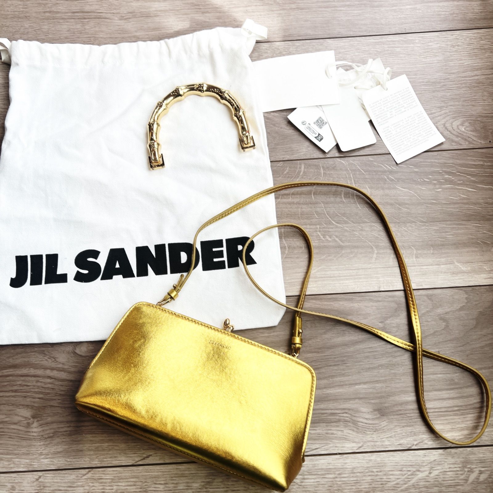 格安 訳 JIL SANDER GOJI BAMBOO メタリック ゴールド バンブー レア
