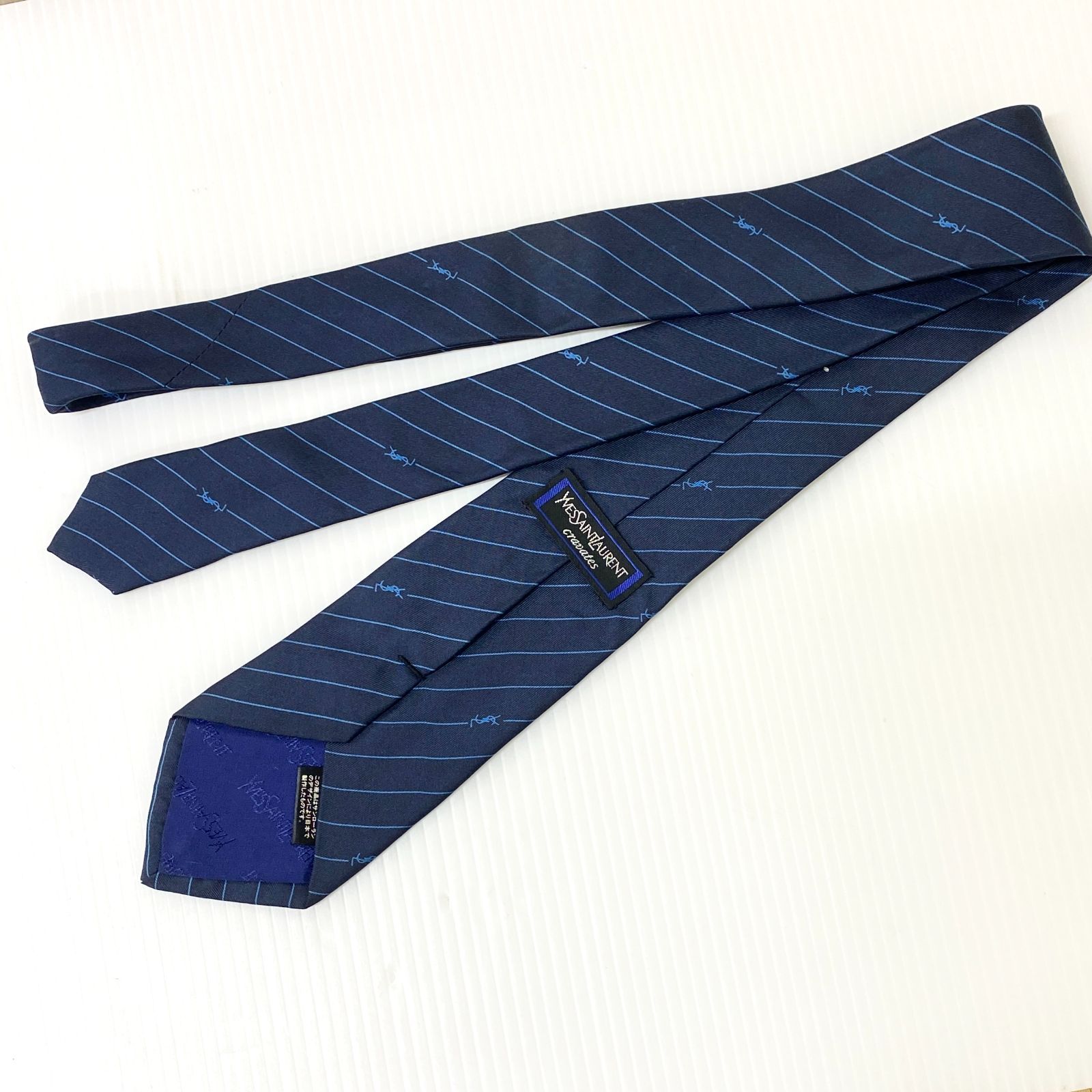 イヴ・サンローラン YSL ネクタイ シルク ロゴ ストライプ - メルカリ