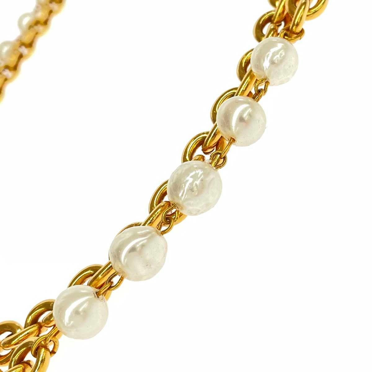 CHANEL シャネル チェーンネックレス  フェイクパール/2連ロング ヴィンテージ   ゴールドカラー レディース / 241008001690 CHANEL シャネル チェーンネックレス フェイクパール/2連ロング
