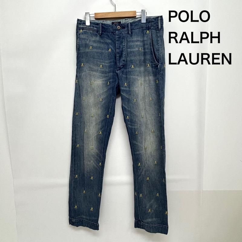ポロラルフローレン デニムパンツ スカル刺繍柄 髑髏 ボタン フラップ