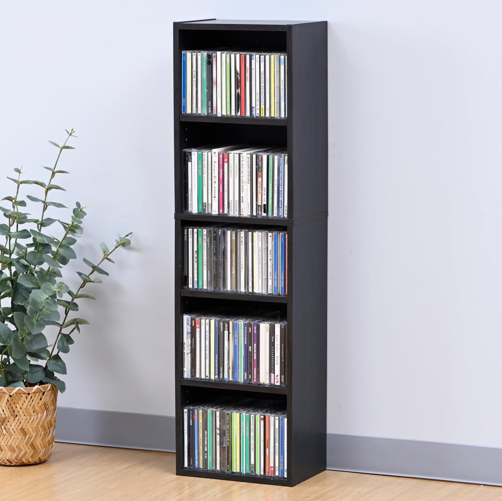 山善(YAMAZEN) ラック 棚 5段 CDラック 本棚 スリム 大容量 可動棚