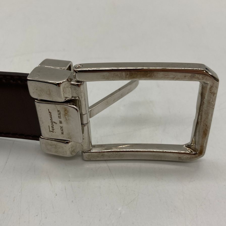 サルヴァトーレフェラガモ レザーベルト ブラック シルバー金具【AFI7