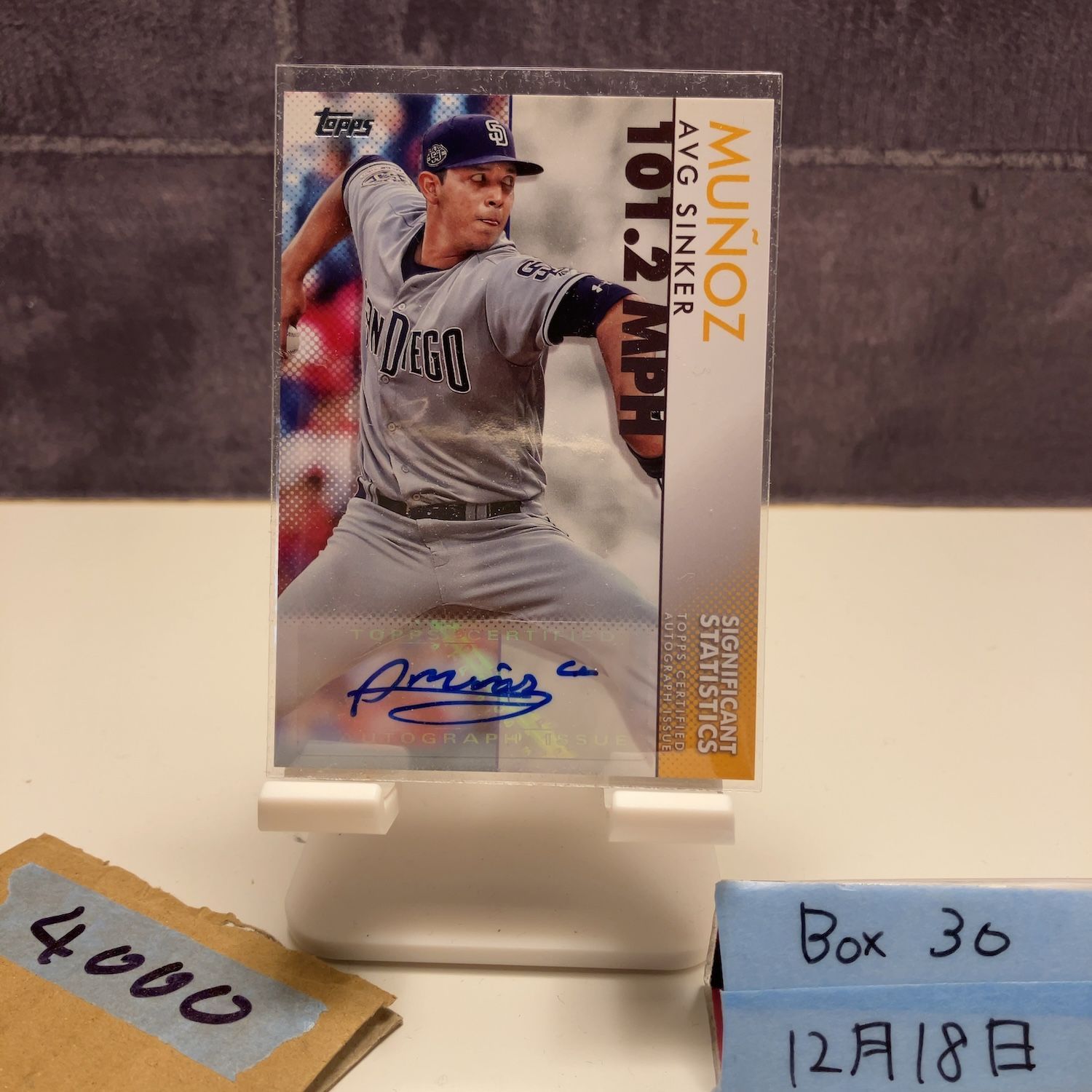 2020 Topps Andres Munoz 37/50 直筆サインカード San Diego Padres
