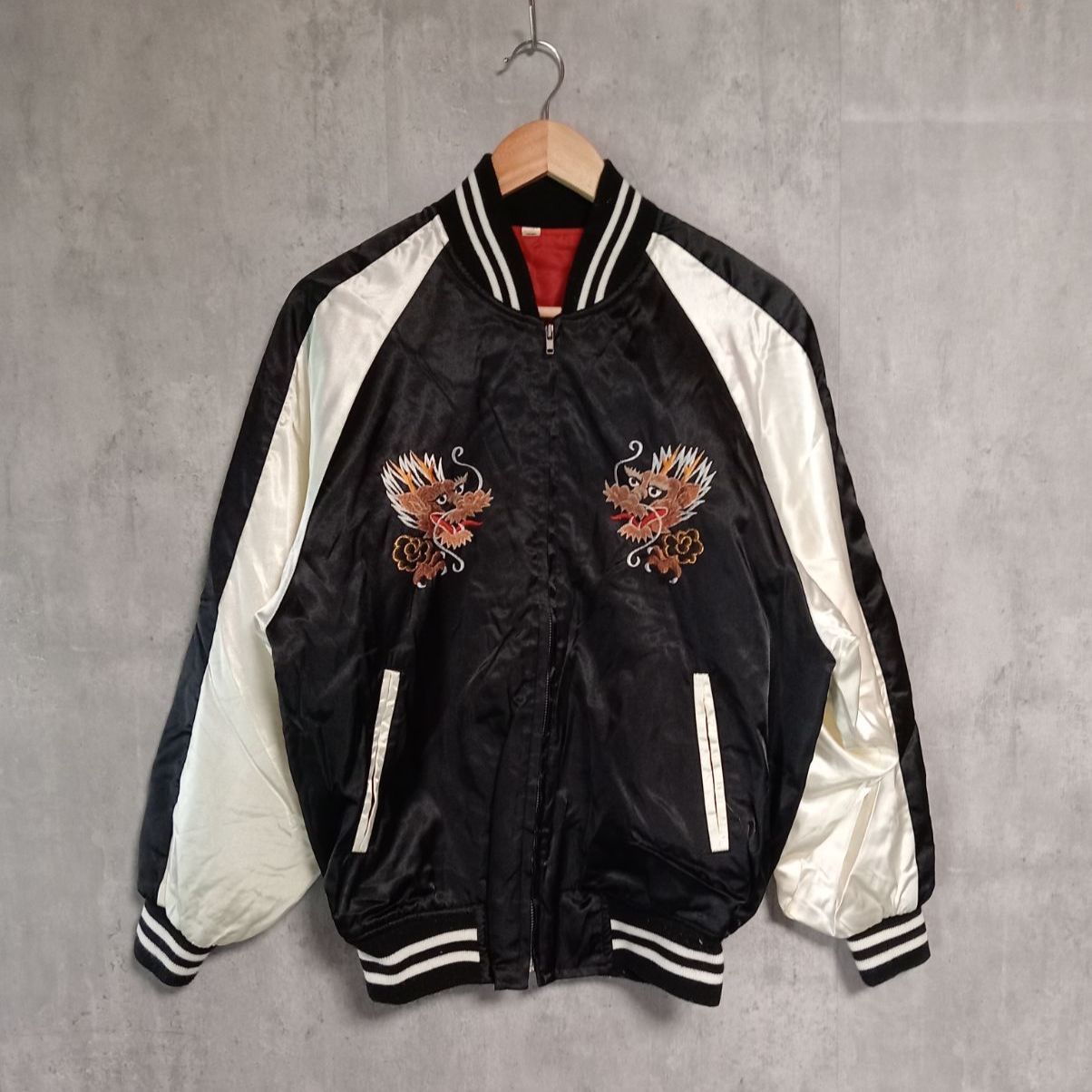 龍刺繍】日本製 ヴィンテージ スカジャン フリーサイズ ブラック
