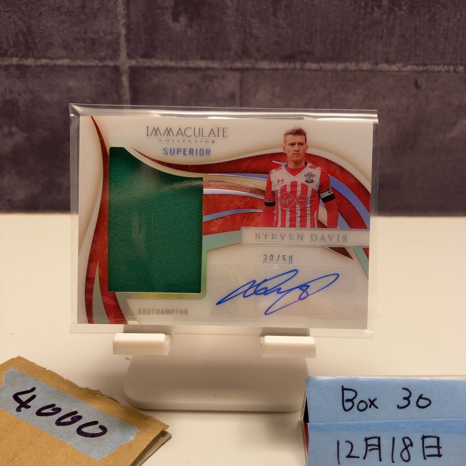2020 Panini Steven Davis 39/50 Southampton FC Immaculate