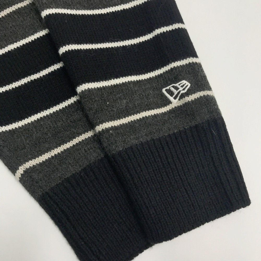 サイズ：LARGE NEW ERA ニューエラ  ウール混 ニット セーター ボーダー柄 ブラック系 [240101600469] ゴルフウェア メンズ ストスト サイズ：LARGE NEW ERA ニューエラ ウール混 ニット セーター ボーダー